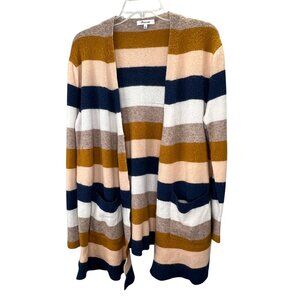 Madewell Kent Duster Cardigan Sweater L Wool Alpaca Blend Striped Open Front